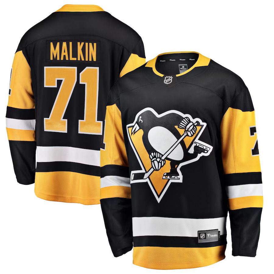 Men Pittsburgh Penguins #71 Evgeni Malkin Fanatics Branded Black Breakaway Player NHL Jersey